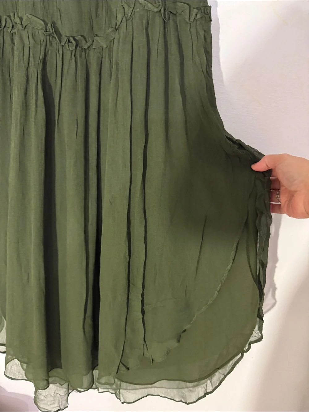 Shona Joy Olive Green Sleeveless Pleated Midi Dress